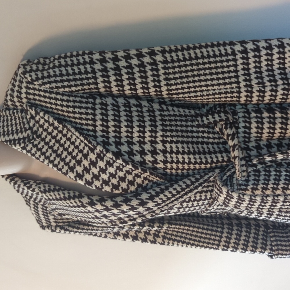 J.Crew Wool Blend Houndstooth Check Belted Wrap Trench Coat Classic 8 - Picture 4 of 16
